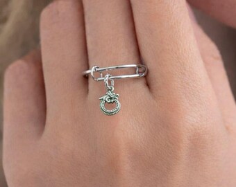 Sterling Silver Dragon Charm Ring