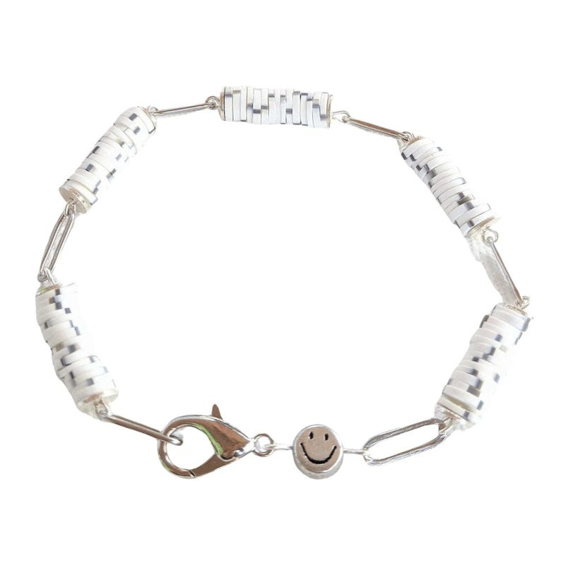 Salt & Pepper Smiley Stainless Steel Paperclip Chain Bracelet - - LadybugfeetDesigns -