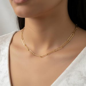 Diamond Cut Paperclip Chain necklace, Gold - 18- 24 inch - - LadybugfeetDesigns -