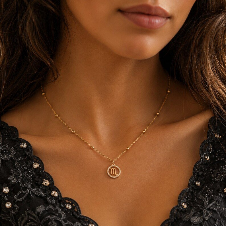 CZ Zodiac Symbol Necklace, Gold - 18 inch - - LadybugfeetDesigns -