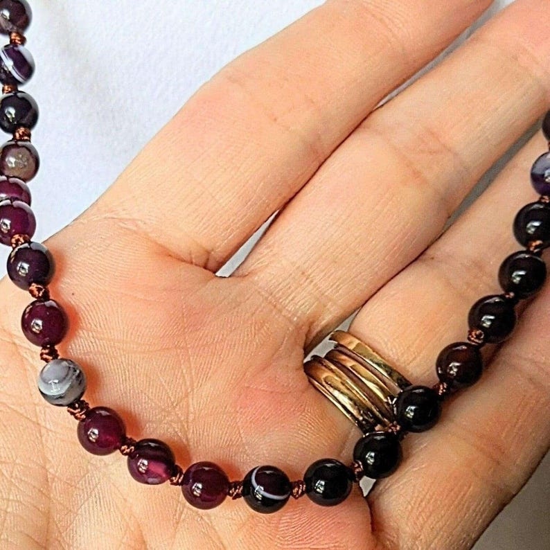 Light Purple Jade Semi-Precious Gemstone Necklace- 36 inch - - LadybugfeetDesigns -