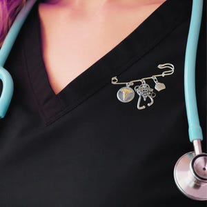 NP - Nurse Practitioner Safety Pin Brooch, Purse Charm - - LadybugfeetDesigns -