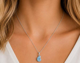 Blaue Seeschnecke Halskette, 20 Zoll - Silber
