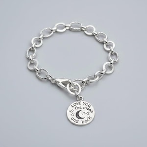 Love You to the Moon Chain Bracelet - - LadybugfeetDesigns -