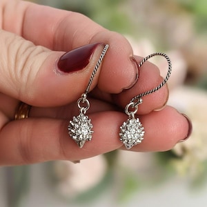 Hedgehog Dangle Hook Earrings, Gold or Silver - - LadybugfeetDesigns -