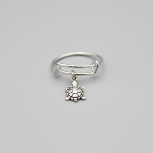 Tiny Sea Turtle Expandable Charm Ring - - LadybugfeetDesigns -