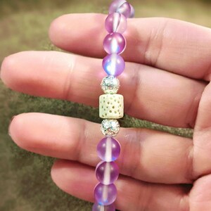 Iridescent Purple Mystic Aura Quartz Gemstone Diffuser bracelet - - LadybugfeetDesigns -