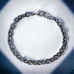 Black Stainless Steel Oval Link Charm Bracelet Base - D.i.y. - Build Your Charm Bracelet! - - LadybugfeetDesigns -