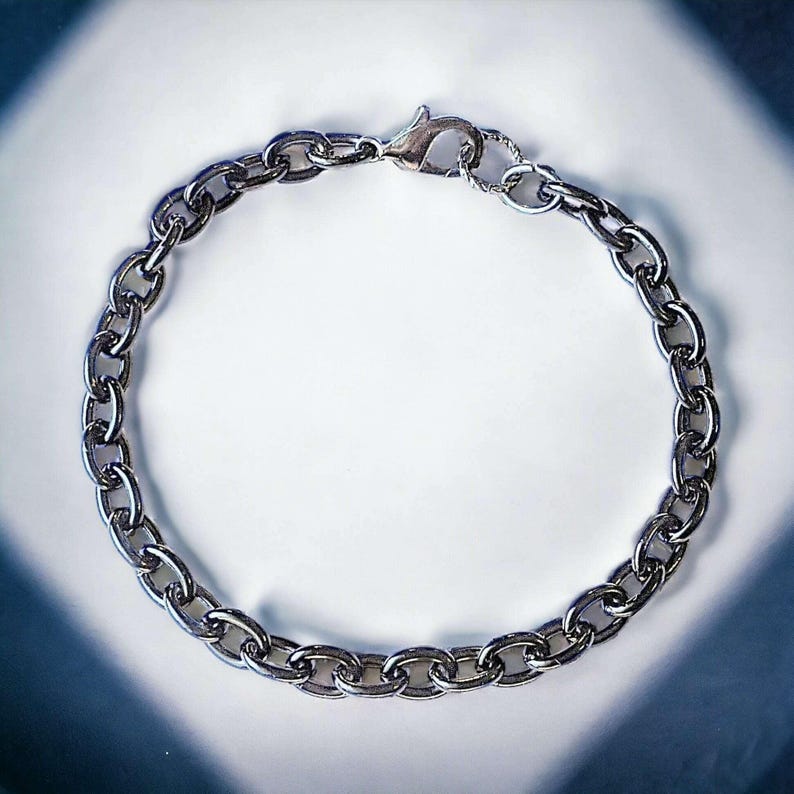 Black Stainless Steel Oval Link Charm Bracelet Base - D.i.y. - Build Your Charm Bracelet! - - LadybugfeetDesigns -