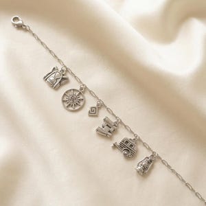 Happy Camper Multi Charm Link Necklace, Silver - 20 inch - - LadybugfeetDesigns -