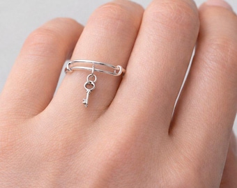 Key to my Heart Expandable Charm Ring