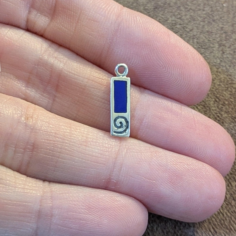 Blue Tag Necklace, 20 inches - Silver - - LadybugfeetDesigns -
