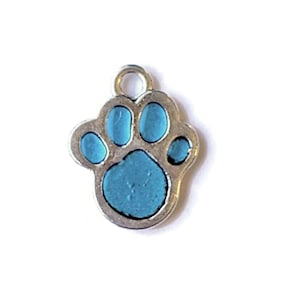 Light Blue Enamel Dog/Cat Paw Print Charm - - LadybugfeetDesigns -