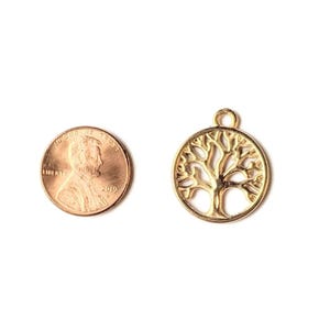 Matte Gold Tree of Life Charm - - LadybugfeetDesigns -