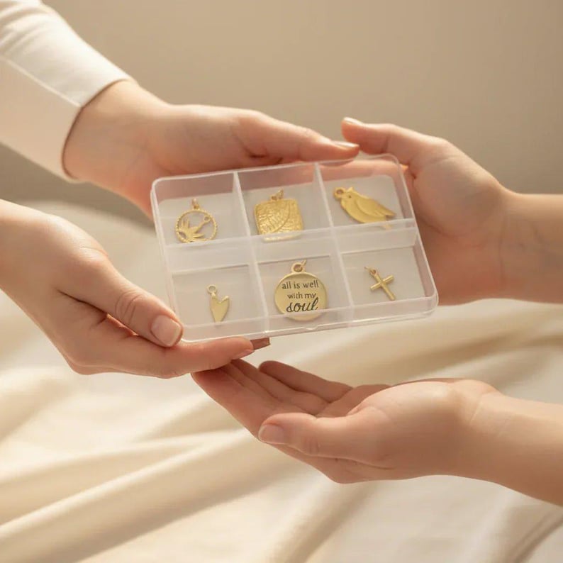 All is Well With My Soul Mini Charm Box - 6 pc., Gold - - LadybugfeetDesigns -