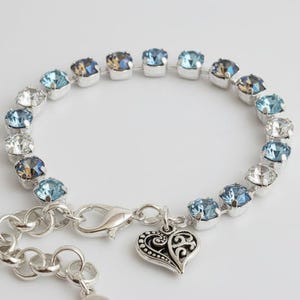 Fancy Filigree Heart Faceted Crystal Bracelet - - LadybugfeetDesigns -