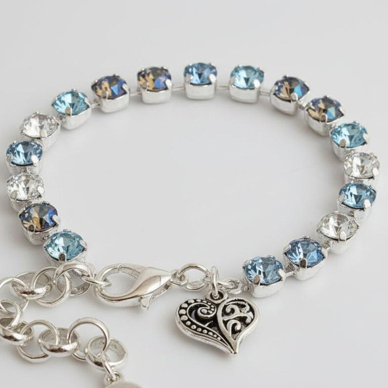 Fancy Filigree Heart Faceted Crystal Bracelet - - LadybugfeetDesigns -