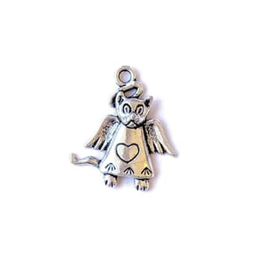 Cat Angel Charm - - LadybugfeetDesigns -