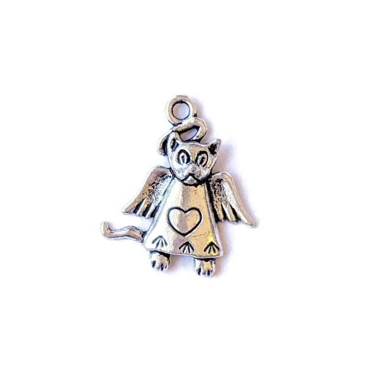 Cat Angel Charm - - LadybugfeetDesigns -