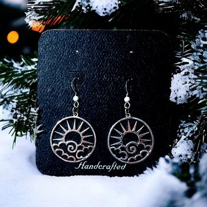 Sunny Day Sterling Silver dangle earrings - - LadybugfeetDesigns -