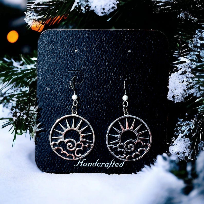 Sunny Day Sterling Silver dangle earrings - - LadybugfeetDesigns -
