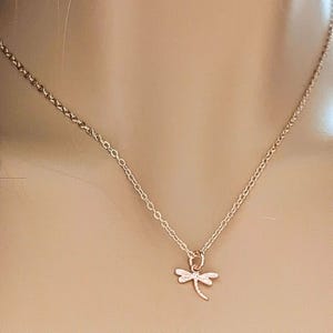 Dragonfly Rose Gold necklace/earrings set, 18 inch - - LadybugfeetDesigns -