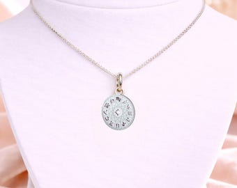 Zodiac Wheel Chart Necklace, Silver - Adjustable up to 24 inches