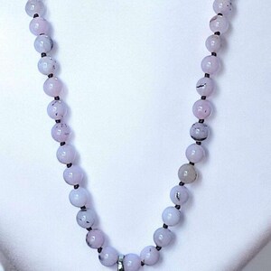 Pink Jade Semi-Precious Gemstone Necklace- 32 inch - - LadybugfeetDesigns -