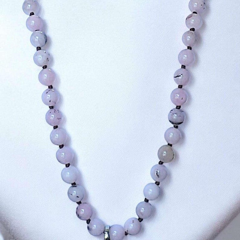 Pink Jade Semi-Precious Gemstone Necklace- 32 inch - - LadybugfeetDesigns -