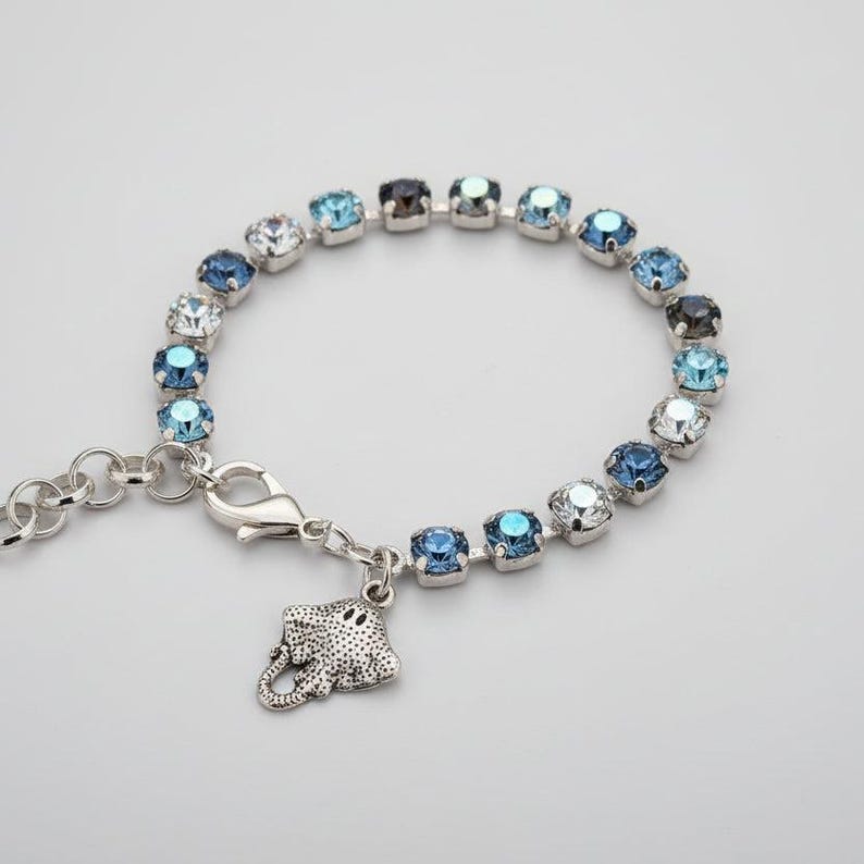 Manta Ray Faceted Crystal Bracelet, Silver - - LadybugfeetDesigns -