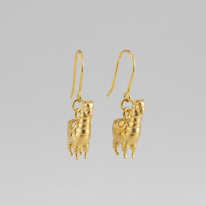 Alpaca/llama Hook Earrings, Gold - - LadybugfeetDesigns -