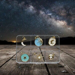 Celestial Enamel Mini Charm Box - 6 pc., Gold - - LadybugfeetDesigns -