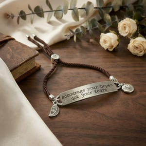 Encourage Your Hopes Not Your Fears Twisted Rope Bolo bracelet - - LadybugfeetDesigns -