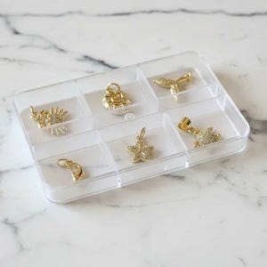 Ocean Lover CZ Mini Charm Box - 6 pc., Gold - - LadybugfeetDesigns -
