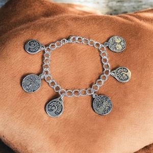 Silver Tree of Life Charm Bracelet - - LadybugfeetDesigns -