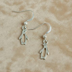 Penguin Sterling Silver dangle earrings - - LadybugfeetDesigns -