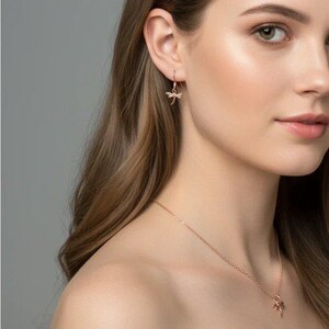 Dragonfly Rose Gold necklace/earrings set, 18 inch - - LadybugfeetDesigns -