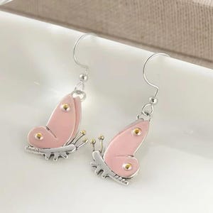 Rustic Butterfly Hook Earrings, Silver - - LadybugfeetDesigns -