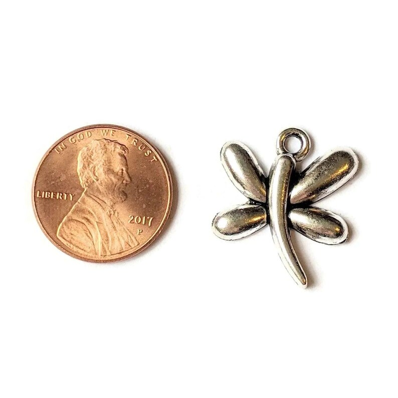 Silver Dragonfly Charm VI - - LadybugfeetDesigns -