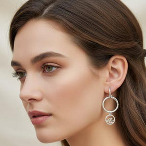 Sterling Double Hoop Sterling Wave Earrings, 3 in 1 Hoops - - LadybugfeetDesigns -