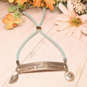Encourage Your Hopes Not Your Fears Twisted Rope Bolo bracelet - - LadybugfeetDesigns -