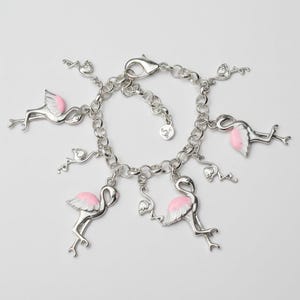 Flamingo Charm Bracelet II - - LadybugfeetDesigns -