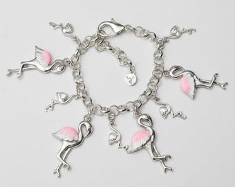 Flamingo Charm Bracelet II, Silver