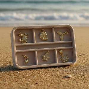 Ocean Lover CZ Mini Charm Box - 6 pc., Gold - - LadybugfeetDesigns -