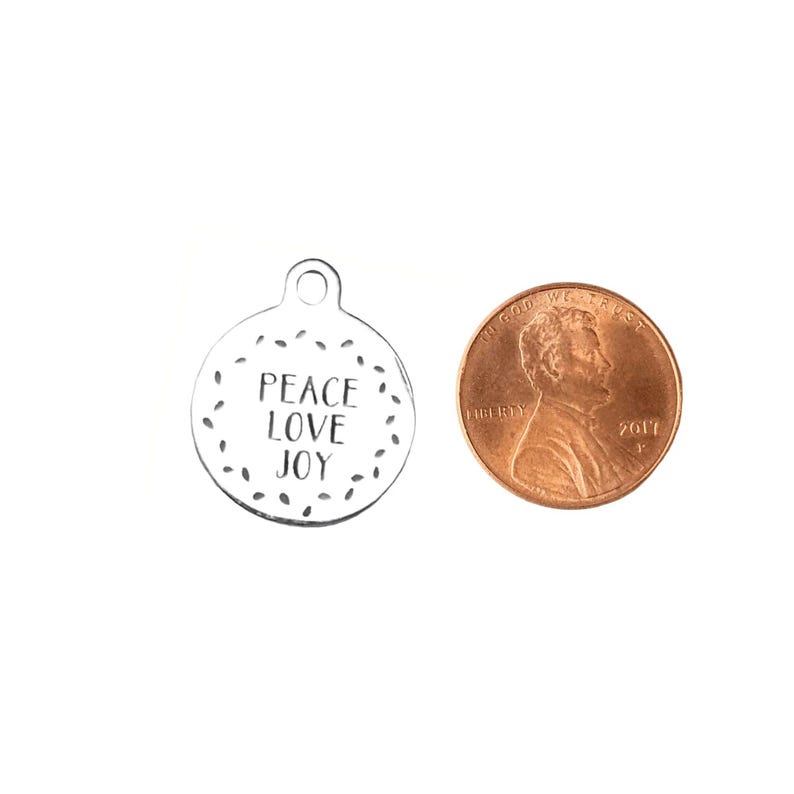 Peace Love Joy Charm - - LadybugfeetDesigns -