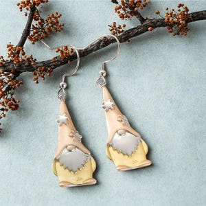 Boho Gnome hook earrings III - Silver - - LadybugfeetDesigns -
