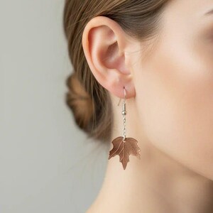 Maple Leaves Dangle Earrings, Silver - - LadybugfeetDesigns -