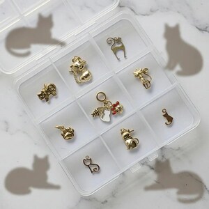 Cat Person Charm Box - 9 pc., Gold - - LadybugfeetDesigns -