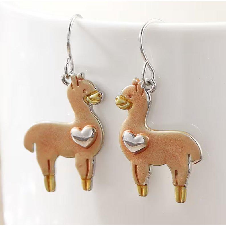 Rustic Alpaca/Llama Hook Earrings - - LadybugfeetDesigns -
