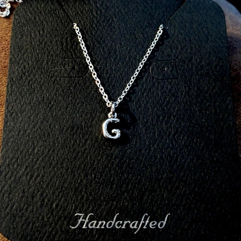 Mini Bubble Initial Necklace - Silver- 20 inch - - LadybugfeetDesigns -